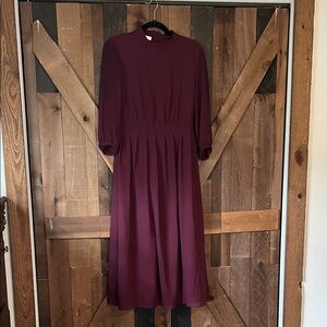 Chic Long Sleeve Burgundy Dress